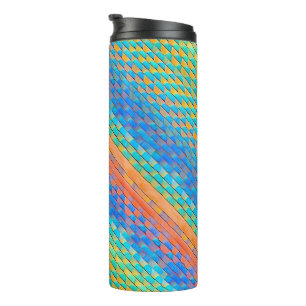 Colourful Abstract Woven Digital Pattern Thermal Tumbler