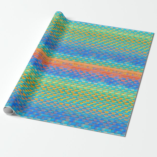 Colourful Abstract Woven Digital Pattern Wrapping Paper (Unrolled)