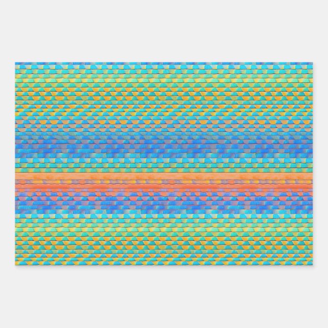 Colourful Abstract Woven Digital Pattern Wrapping Paper Sheet (Front)