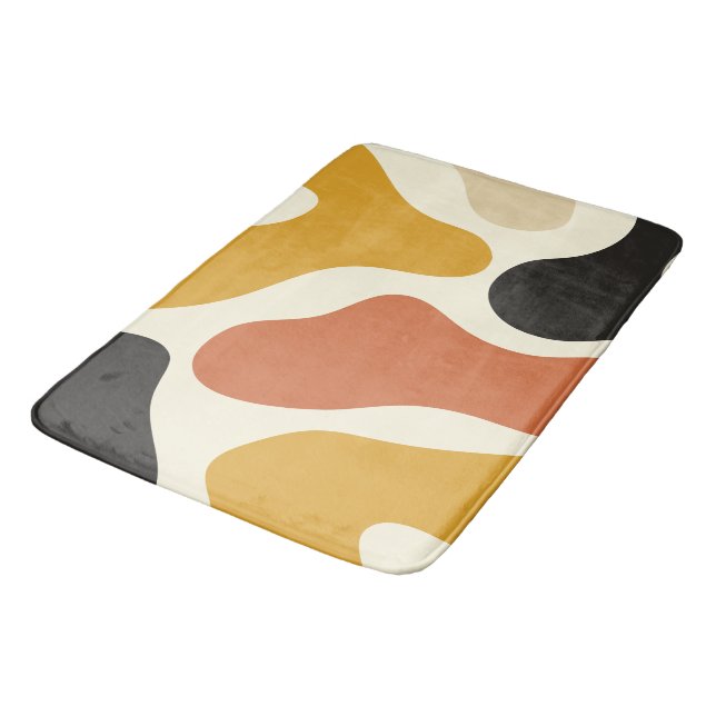 colourful Abstract yellow Black And White Bath Mat (Angled)