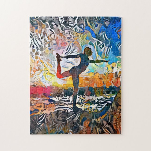 Colourful Abstract Yoga Pose | Challenging Hard Ji Jigsaw Puzzle (Vertical)