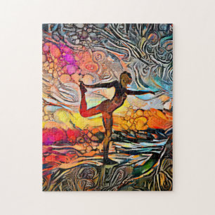 Colourful Abstract Yoga Pose Challenging Hard Ji Jigsaw Puzzle