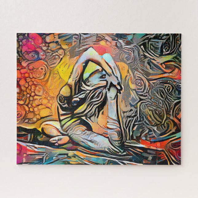 Colourful Abstract Yoga Pose | Challenging Hard Ji Jigsaw Puzzle (Horizontal)