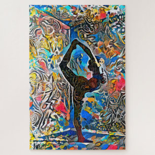 Colourful Abstract Yoga Pose Challenging Hard Jigsaw Puzzle