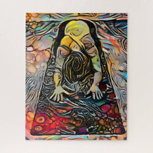 Colourful Abstract Yoga Pose Challenging Hard Jigsaw Puzzle