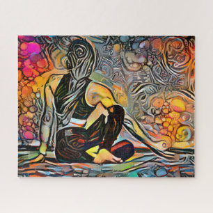 Colourful Abstract Yoga Pose Challenging Hard Jigsaw Puzzle
