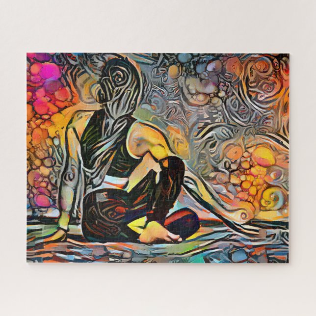Colourful Abstract Yoga Pose | Challenging Hard Jigsaw Puzzle (Horizontal)