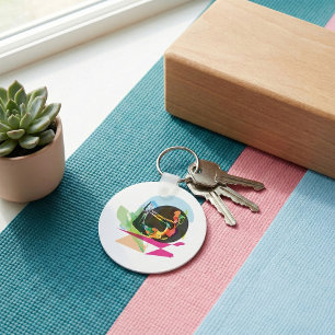 Colourful Abstract Yoga Pose Fitness and Wellness Key Ring