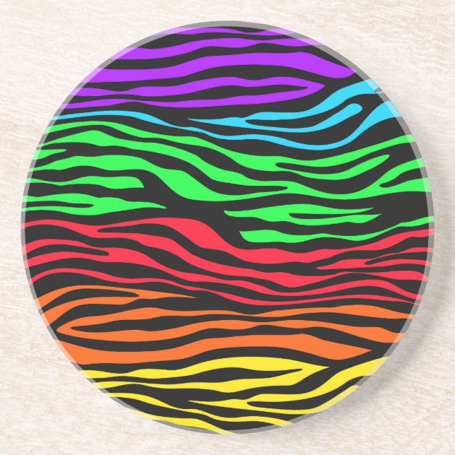 Colourful Abstract Zebra Coaster (Front)
