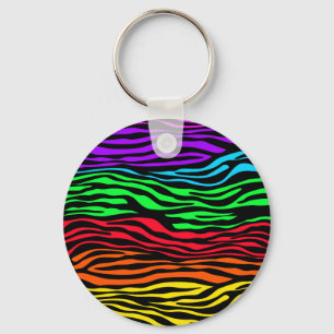 Colourful Abstract Zebra Key Ring