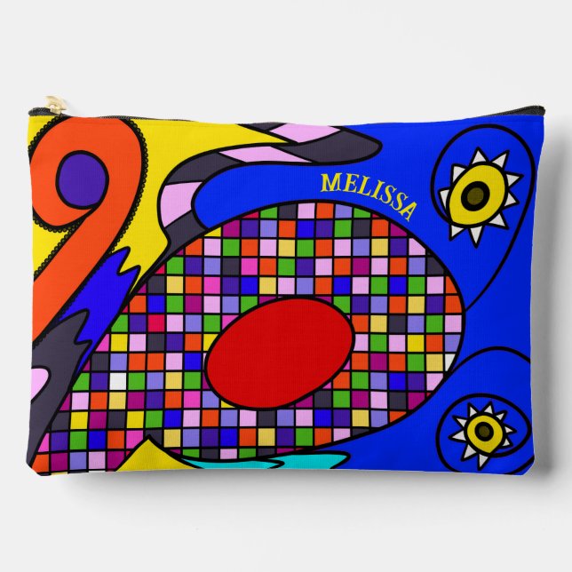 Colourful abstracted accessory pouch (Front)