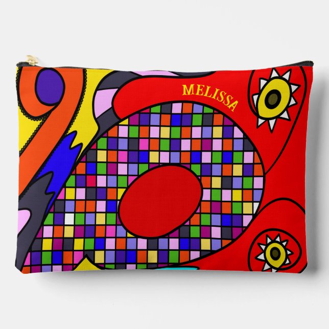 Colourful abstracted accessory pouch (Front)