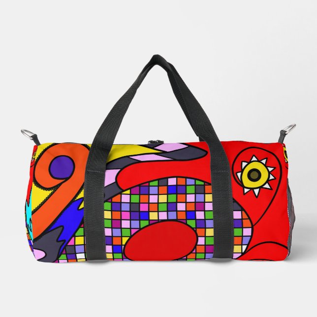 Colourful abstracted duffle bag (Front)