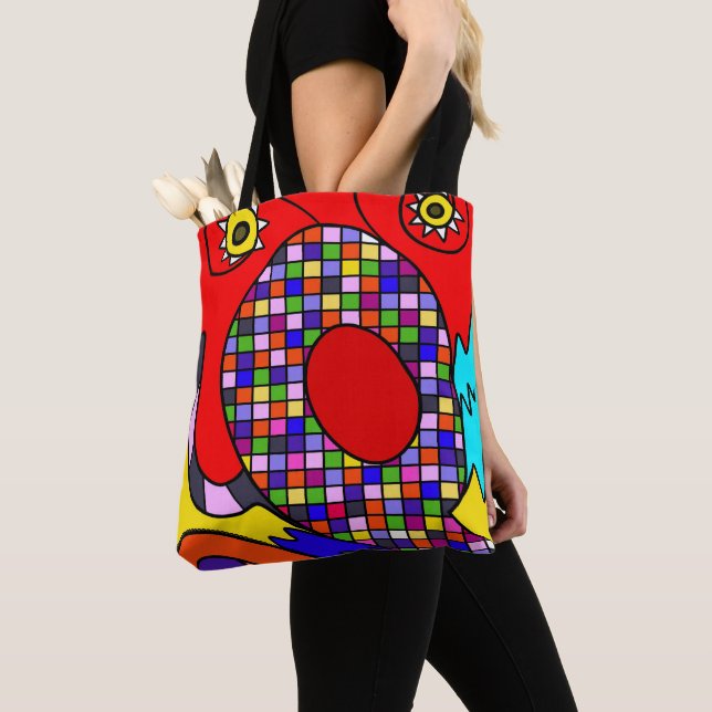 Colourful abstracted tote bag (Close Up)