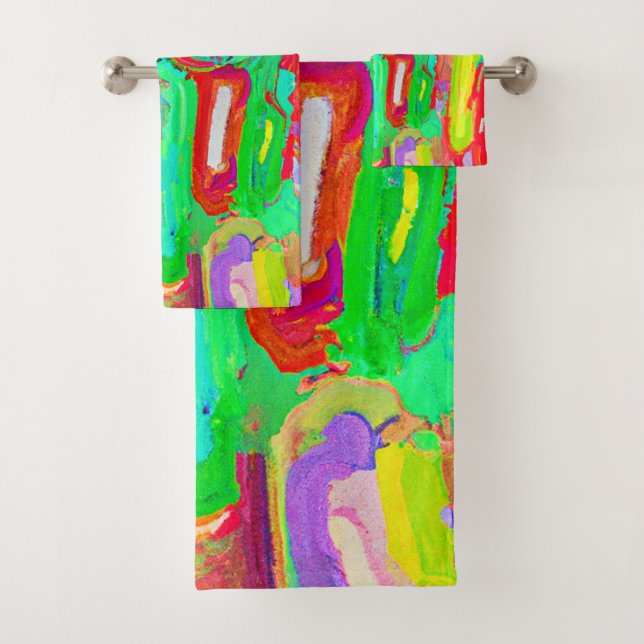 Colourful Abstraction Pattern Bath Towel Set (Insitu)