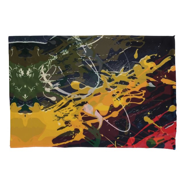 Colourful Abstractions: Splashes and Lines Pillowcase (Front)