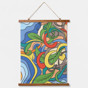 colourful abtract floral beach vector illustratio hanging tapestry