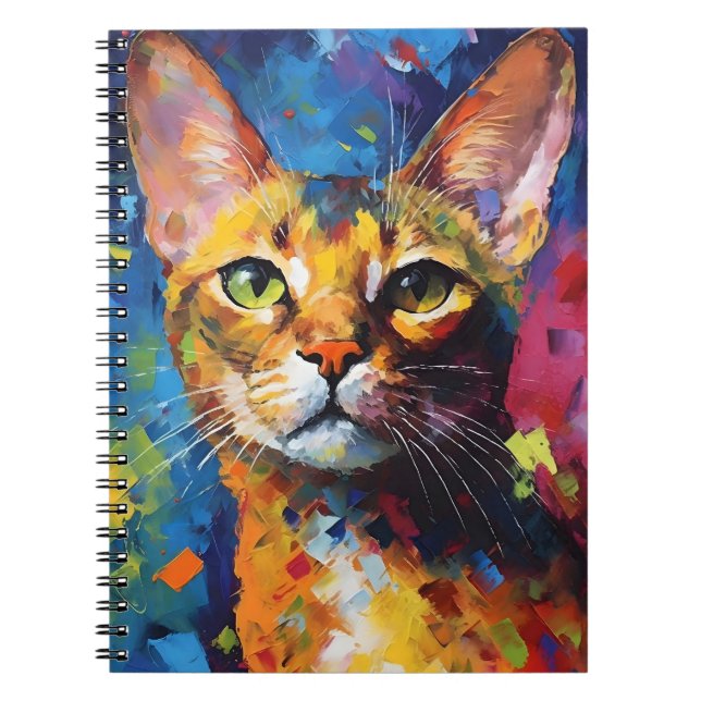 Colourful Abyssinian cat Notebook (Front)