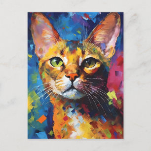 Colourful Abyssinian cat Postcard