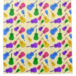 Colourful Acoustic Guitars Pattern Shower Curtains