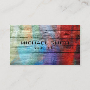 Colourful Acrylic Painting on Wood Business Card