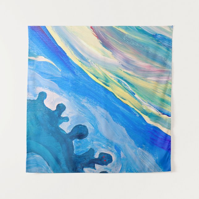 Colourful acrylic painting, textured background. tapestry (Front)