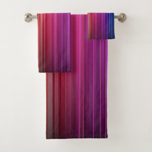 Colourful Acrylic Vertical Rainbow Pattern   Bath Towel Set