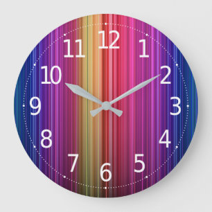 Colourful Acrylic Vertical Rainbow Pattern   Large Clock