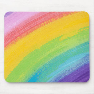 Colourful Acrylic Watercolor Rainbow Pattern Mouse Pad