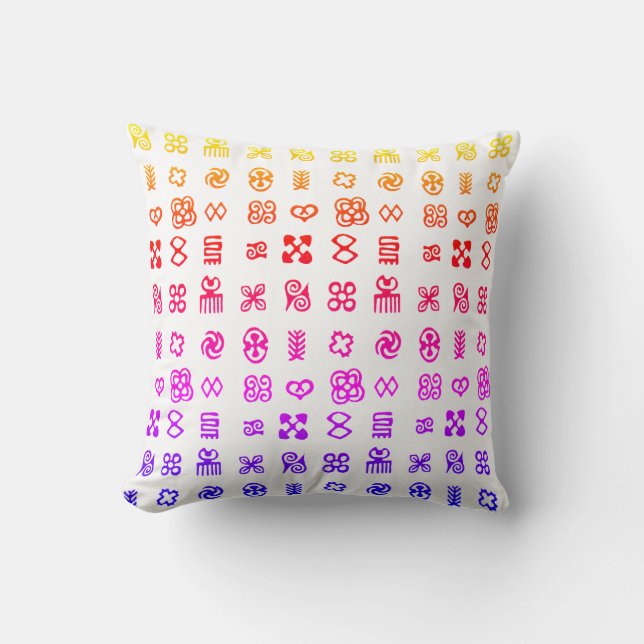 Colourful Adinkra African Symbols Cushion (Front)