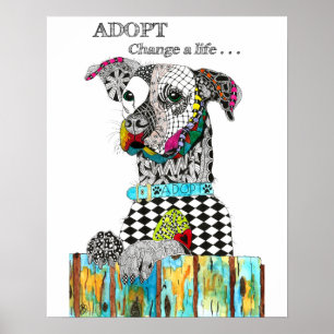 Colourful Adopt a Dog Poster - 16" x 20"