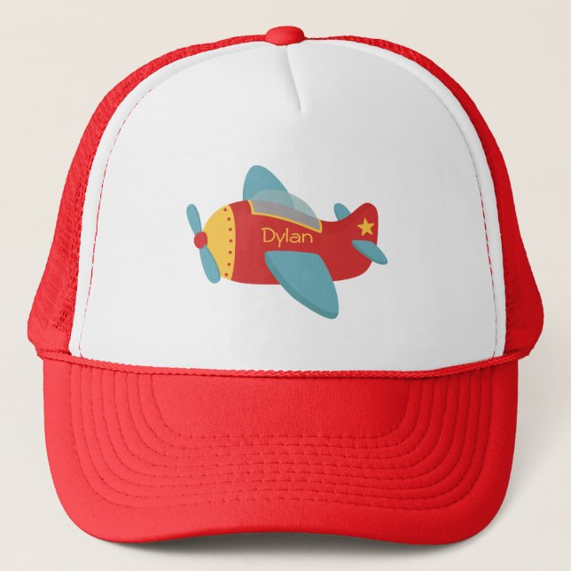 Colourful & Adorable Cartoon Aeroplane Trucker Hat (Front)