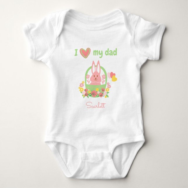 Colourful Adorable Rabbit in a Basket  Baby Bodysuit (Front)