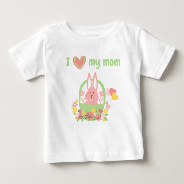 Colourful Adorable Rabbit in a Basket Baby T-Shirt (Front)