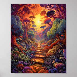 Colourful Adventure Surreal Scene Otherworldly Poster