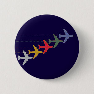 colourful aeroplanes 6 cm round badge