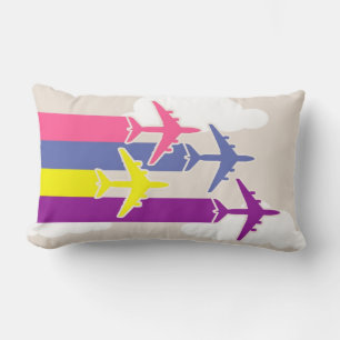 Colourful aeroplanes lumbar cushion