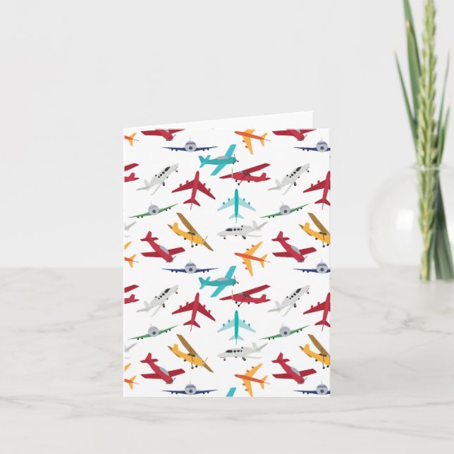 Colourful Aeroplanes Pattern Card (Front)