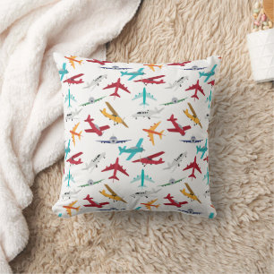 Colourful Aeroplanes Pattern Cushion