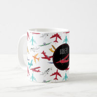 Colourful Aeroplanes Pattern Custom Name