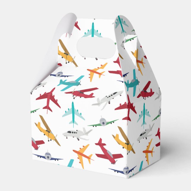 Colourful Aeroplanes Pattern Favour Box (Front Side)
