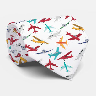 Colourful Aeroplanes Pattern Kids Bathroom Tie