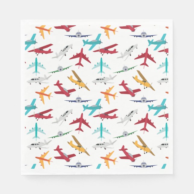 Colourful Aeroplanes Pattern Napkin (Front)