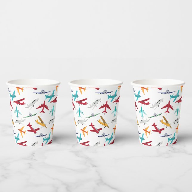 Colourful Aeroplanes Pattern Paper Cups (Multi)