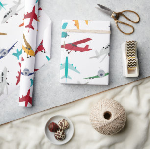 Colourful Aeroplanes Pattern Wrapping Paper