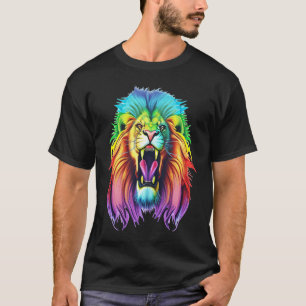 Colourful Africa Lion Head Lion Lover Animal Art T-Shirt