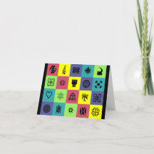 Colourful African Adinkra 4" x 5.6" Thank You Card