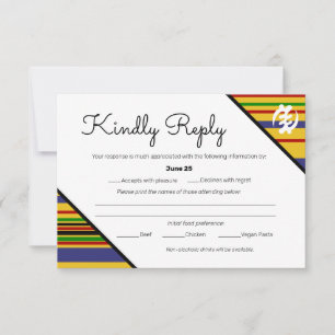 Colourful African AK01 Kente Stripes RSVP Card