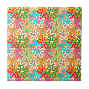 Colourful African Blob Abstract Shapes Pattern Ceramic Tile