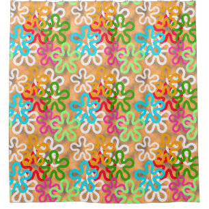 Colourful African Blob Abstract Shapes Pattern Shower Curtain